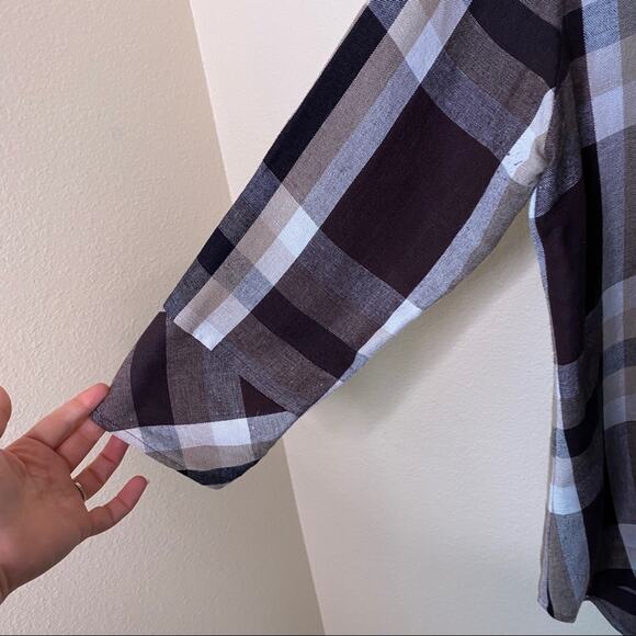 Bellissima Brown Tan Button Up Linen Blend Top M - Picture 3 of 11